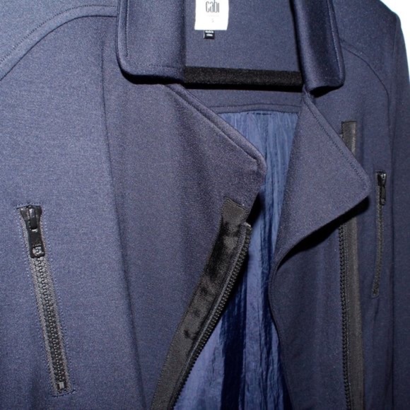 CAbi Chance Navy Blue Asymmetrical Zip-Front Moto Jacket size Medium - Picture 13 of 16
